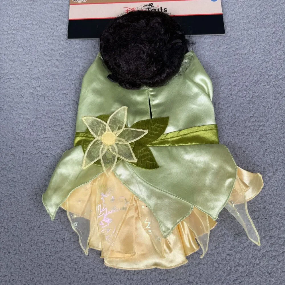 Disney Tails Dog Costume Princess Tiana Small Dress Wig Pet Halloween Outfit NWT